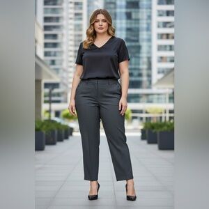 Penningtons, Pinstripe Dress Pants – Slightly Curvy Fit, Plus Size 28W, Gray